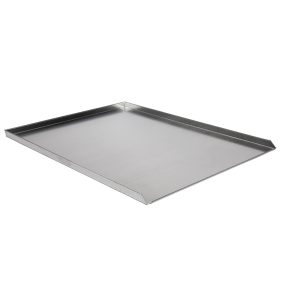   Alumínium tele sütőlemez, 40x60 cm, 3 oldalon 90 egy oldalon 45 fokos felhajtással, hegesztett sarkokkal, peremezve