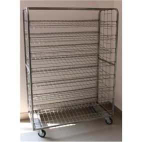   Rozsdamentes kenyeres konténer, 10 polcos, polcnyílás: 150 mm, hegesztett