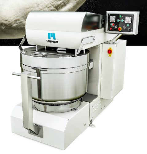 MEMAK OTTO 130M spiráldagasztó gép, kivehető csészével, max. liszt kap. 80 kg, max. tészta kap. 130 kg, mauális vezérlés, 1 db csészével