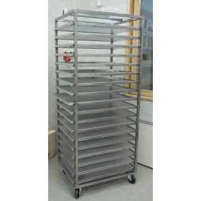   Rozsdamentes acél sütőkocsi, 58x98 cm, 20 lem., AISI430, ROTOMAX980H kemencéhez, alsó felfogatás