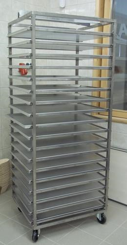 Rozsdamentes acél sütőkocsi, 58x98 cm, 20 lem., AISI430, ROTOMAX980H kemencéhez, alsó felfogatás